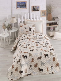 L'essentiel linge de maison Havhav - Cream - Juego de colcha acolchada individual